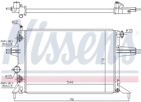 Радиатор двигателя для VAUXHALL ASTRA, OPEL ASTRA от NISSENS (63248A)
