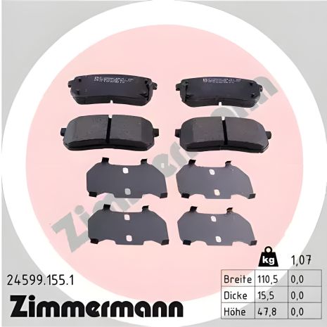 Комплект тормозных колодок KIA SORENTO, HYUNDAI ix55, ZIMMERMANN (245991551)