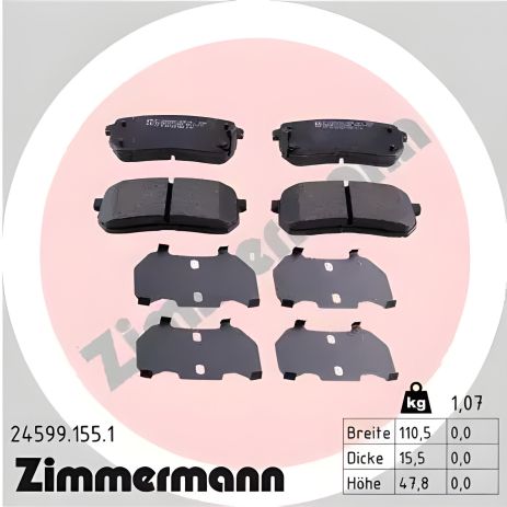 Комплект гальмових колодок KIA SORENTO, HYUNDAI ix55, ZIMMERMANN (245991551) Комплект гальмових колодок KIA SORENTO, HYUNDAI ix55, ZIMMERMANN (245991551)