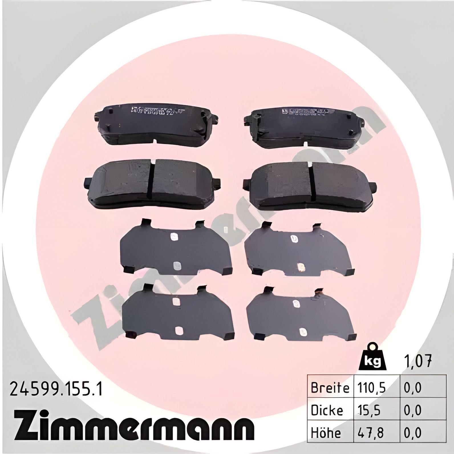 Комплект тормозных колодок KIA SORENTO, HYUNDAI ix55, ZIMMERMANN (245991551) Комплект тормозных колодок KIA SORENTO, HYUNDAI ix55, ZIMMERMANN (245991551)
