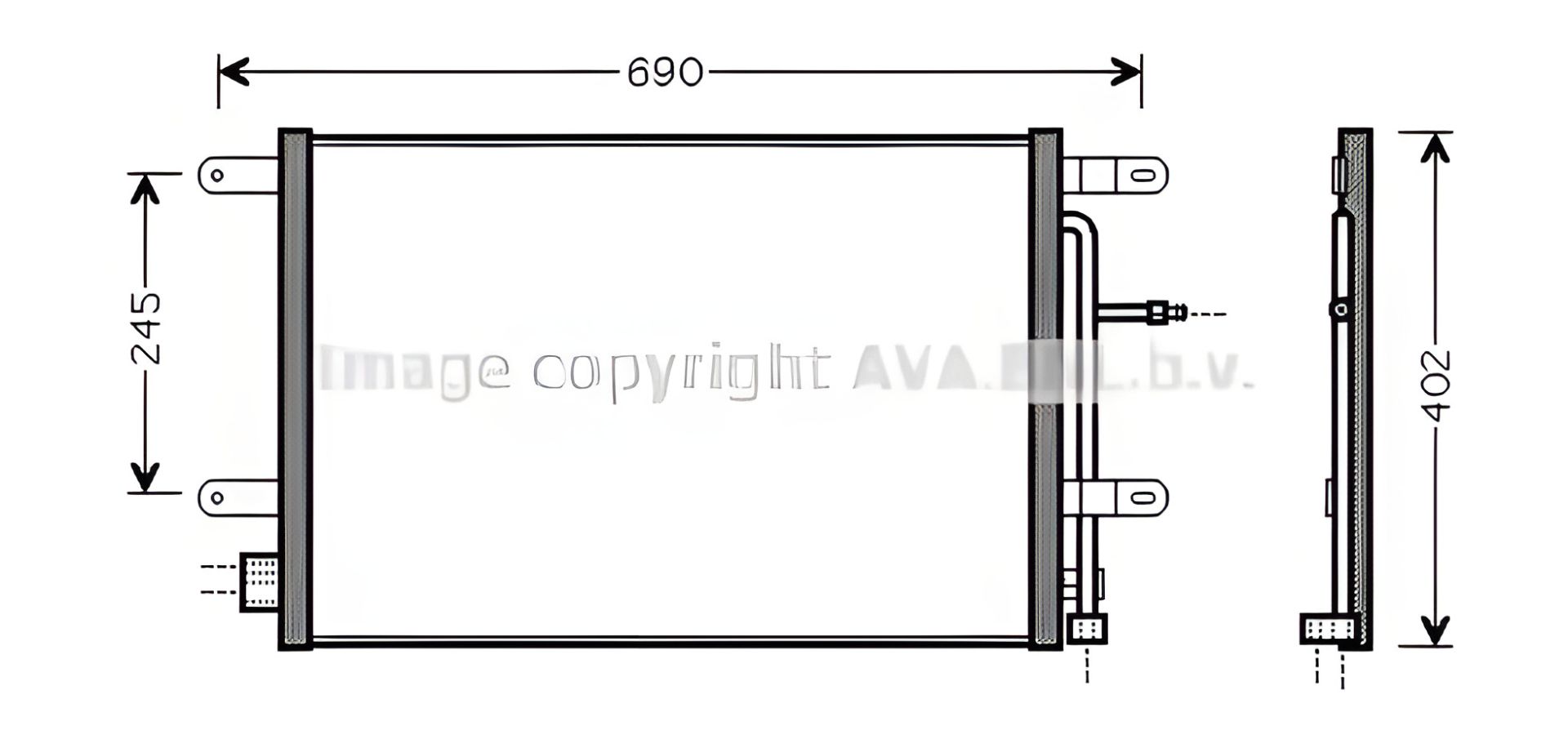 Конденсор кондиціонера SEAT EXEO, AUDI A4, AVA COOLING (AI5238) Конденсор кондиціонера SEAT EXEO, AUDI A4, AVA COOLING (AI5238)