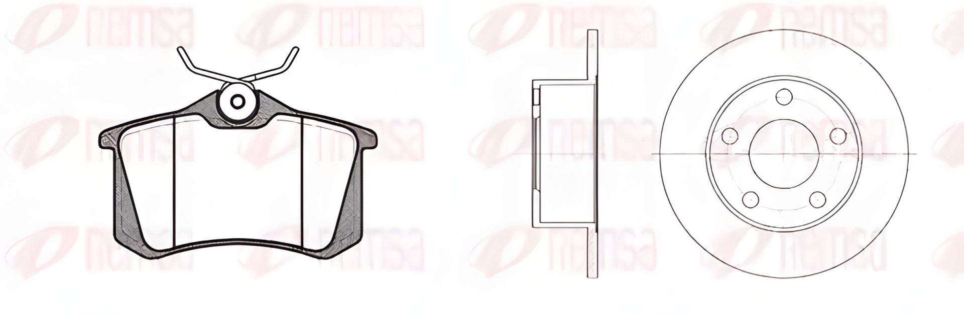 Комплект тормозов: 2 диска + 4 колодки, SKODA SUPERB, AUDI A6, REMSA (826300) Комплект тормозов: 2 диска + 4 колодки, SKODA SUPERB, AUDI A6, REMSA (826300)
