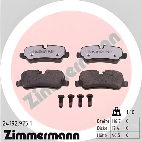 Дисковые тормозные колодки комплект LAND ROVER, ZIMMERMANN (241929751) Дисковые тормозные колодки комплект LAND ROVER, ZIMMERMANN (241929751)