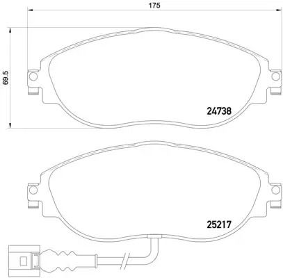 Комплект гальмівних колодок, дискове гальмо VW GOLF V , VW PASSAT, BREMBO (P85131)