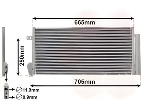 Конденсор кондиціонера OPEL COMBO, FIAT DOBLO, Van Wezel (17005396)