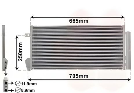 Конденсор кондиционера для OPEL COMBO и FIAT DOBLO от Van Wezel (17005396)