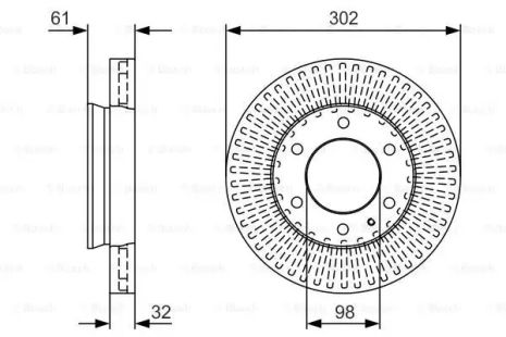 Диск тормозной MAZDA BT-50, FORD RANGER, BOSCH (0986479V32)