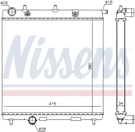 Охолоджуючий радіатор двигуна для OPEL CROSSLAND, NISSENS (63505)