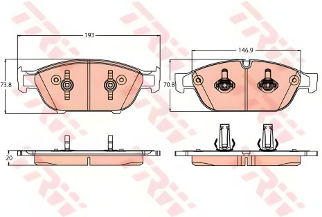 TRW комплект тормозных колодок для дисковых тормозов AUDI A6 (GDB2113) TRW комплект тормозных колодок для дисковых тормозов AUDI A6 (GDB2113)