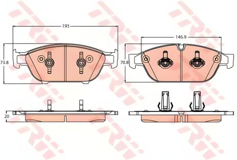 TRW комплект тормозных колодок для дисковых тормозов AUDI A6 (GDB2113) TRW комплект тормозных колодок для дисковых тормозов AUDI A6 (GDB2113)
