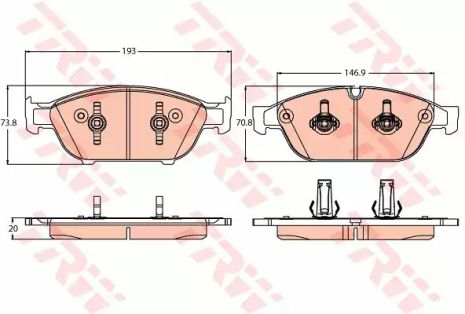 Комплект гальмівних колодок, дискове гальмо AUDI A6, TRW (GDB2113) Комплект гальмівних колодок, дискове гальмо AUDI A6, TRW (GDB2113)