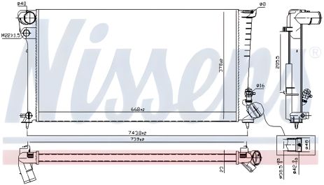 Радіатор охолодження двигуна для PEUGEOT PARTNER, CITROËN XSARA, NISSENS (61315) Радіатор охолодження двигуна для PEUGEOT PARTNER, CITROËN XSARA, NISSENS (61315)