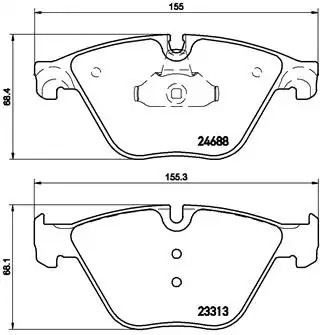 Комплект гальмівних колодок, дискове гальмо BMW 6, BREMBO (P06074)