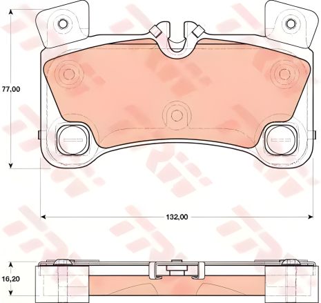 Комплект дисковых тормозных колодок AUDI Q7, VW TOUAREG, TRW (GDB1775) Комплект дисковых тормозных колодок AUDI Q7, VW TOUAREG, TRW (GDB1775)