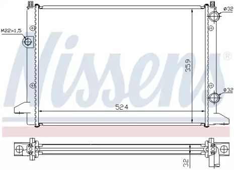 Радіатор охолодження двигуна VW PASSAT, NISSENS (65253)