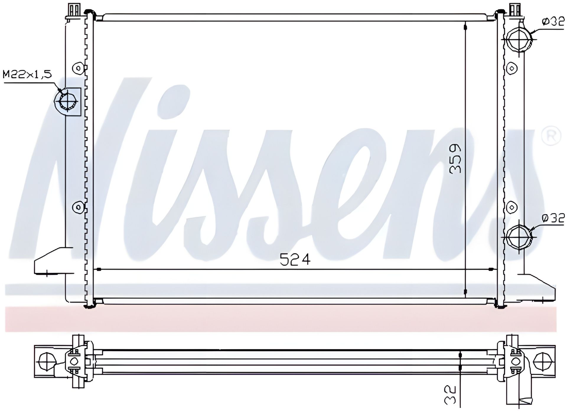 Охолоджуючий радіатор двигуна VW PASSAT, NISSENS (65253) Охолоджуючий радіатор двигуна VW PASSAT, NISSENS (65253)