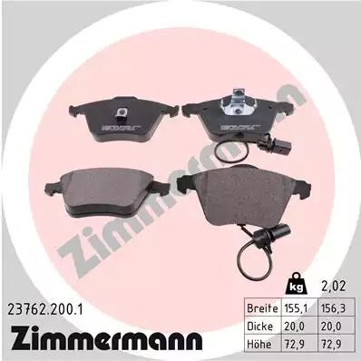 Комплект гальмівних колодок, дискове гальмо AUDI A4, ZIMMERMANN (237622001)