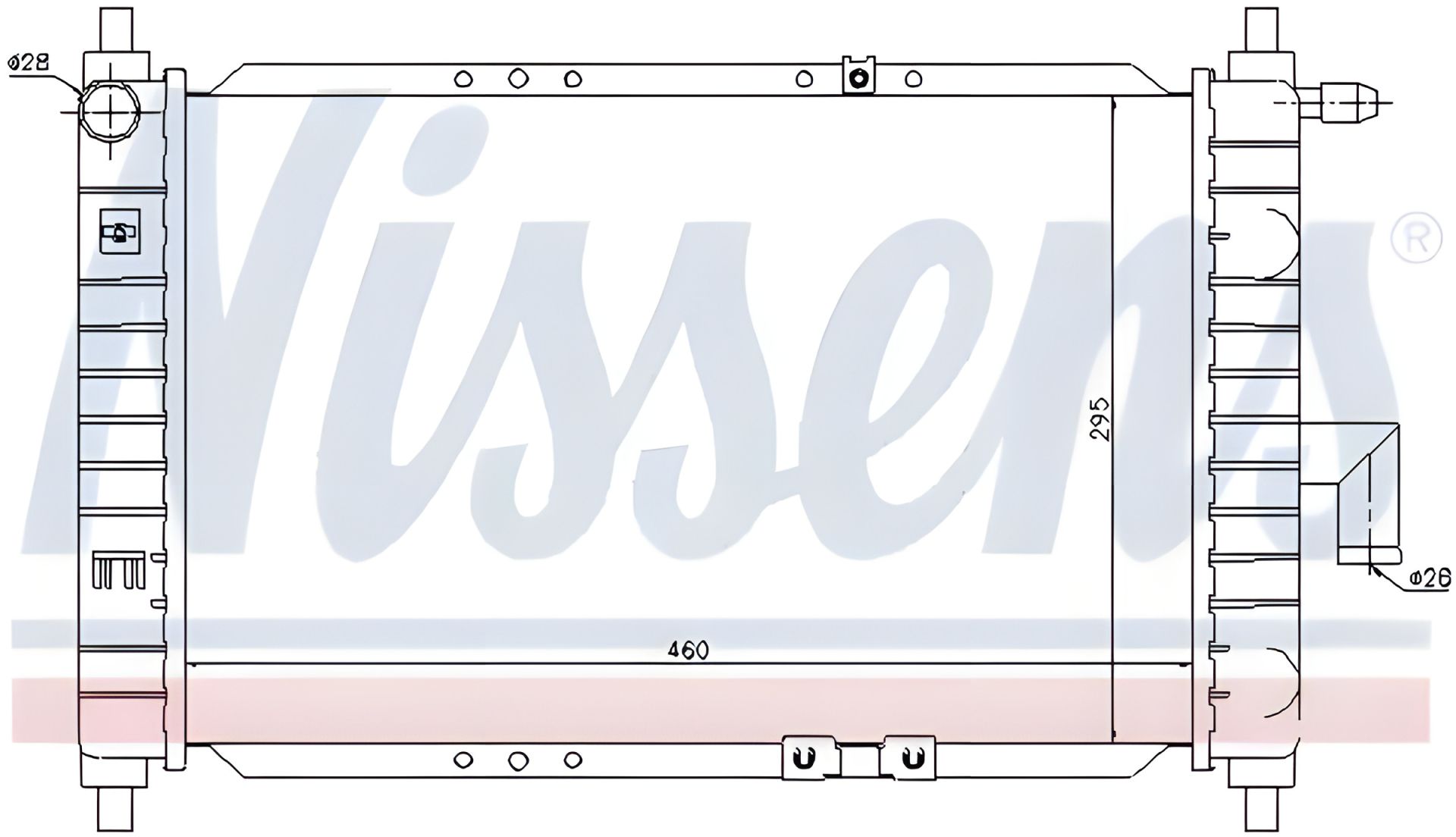 Двигательный радиатор охлаждения DAEWOO MATIZ, NISSENS (61646) Двигательный радиатор охлаждения DAEWOO MATIZ, NISSENS (61646)
