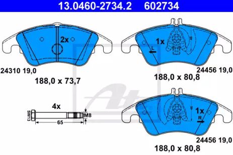 Комплект гальмівних колодок, дискове гальмо MERCEDES-BENZ SLC, ATE (13046027342)