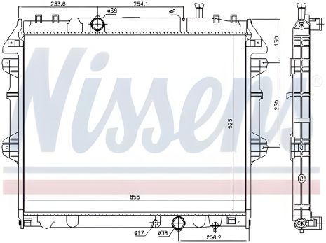 Радіатор охолодження двигуна для TOYOTA HILUX, NISSENS (646939)