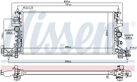 Радіатор охолодження двигуна Vauxhall Astra, Opel Astra, Nissens (630797)