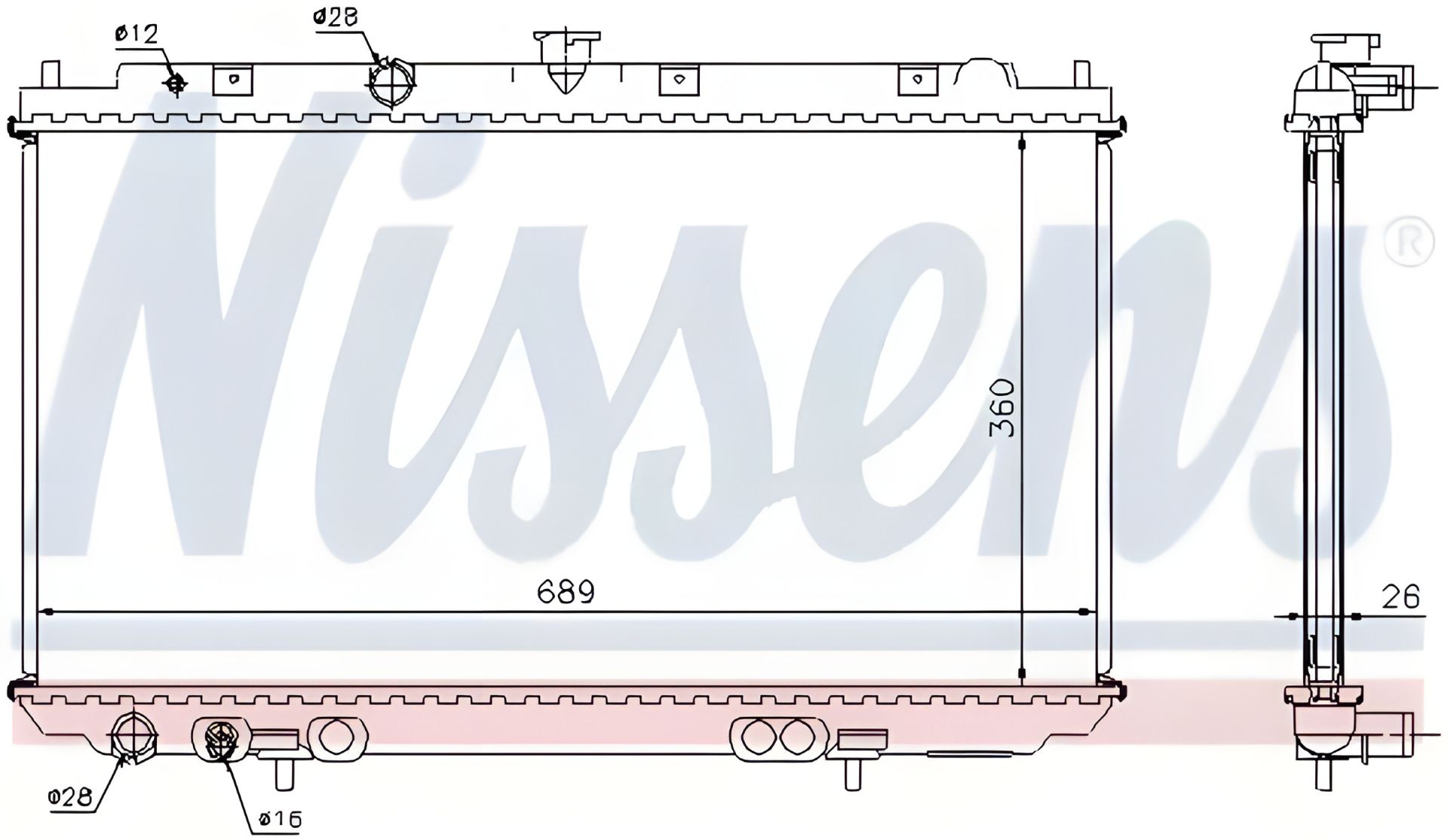 Охолодження двигуна Радіатор NISSAN PRIMERA, NISSENS (67348A) Охолодження двигуна Радіатор NISSAN PRIMERA, NISSENS (67348A)