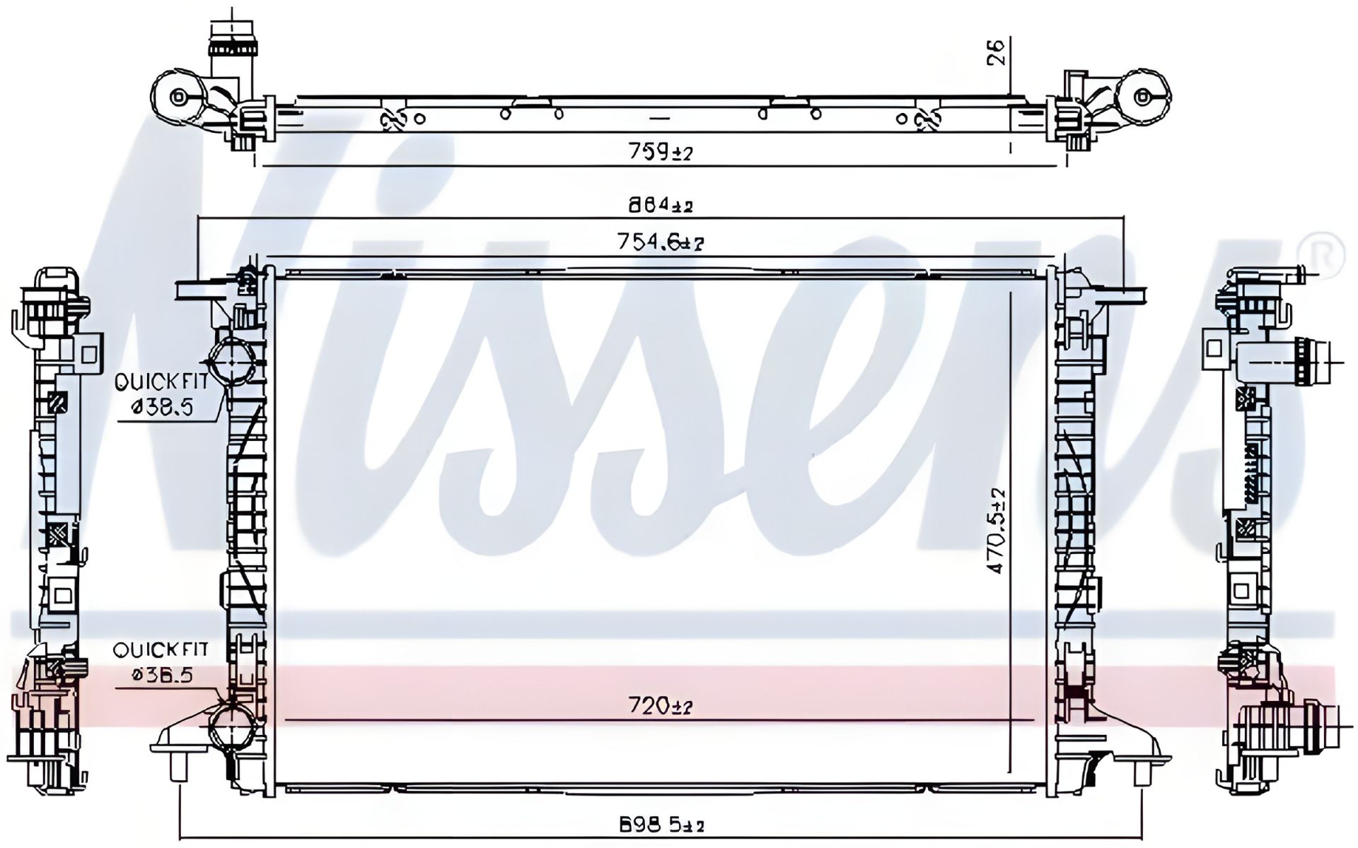 Охолоджуючий радіатор двигуна AUDI A6, від NISSENS (606573) Охолоджуючий радіатор двигуна AUDI A6, від NISSENS (606573)