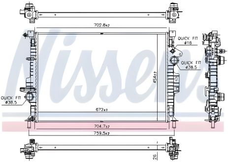Двигуна радіатор охолодження FORD TOURNEO, NISSENS (66864) Двигуна радіатор охолодження FORD TOURNEO, NISSENS (66864)
