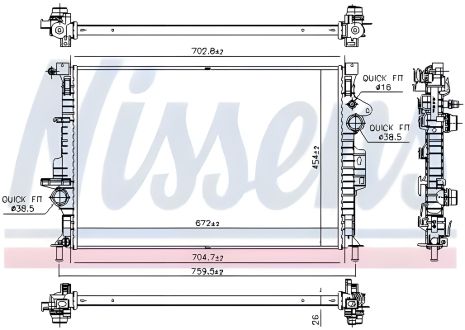 Двигуна радіатор охолодження FORD TOURNEO, NISSENS (66864)