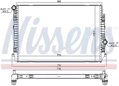 Радиатор охлаждения двигателя для SKODA KODIAQ, SEAT TARRACO, NISSENS (65341) Радиатор охлаждения двигателя для SKODA KODIAQ, SEAT TARRACO, NISSENS (65341)