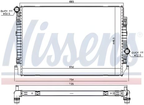 Радиатор охлаждения двигателя для SKODA KODIAQ, SEAT TARRACO, NISSENS (65341) Радиатор охлаждения двигателя для SKODA KODIAQ, SEAT TARRACO, NISSENS (65341)
