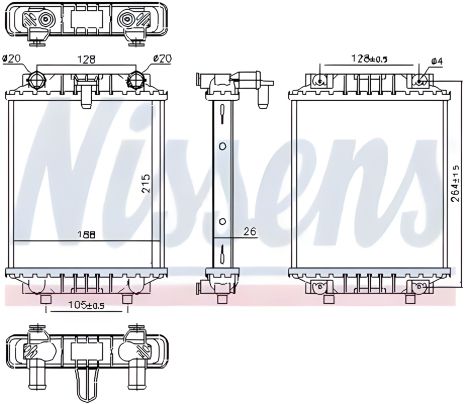 Охлаждающий радиатор двигателя SKODA SUPERB, SEAT LEON, NISSENS (60372)