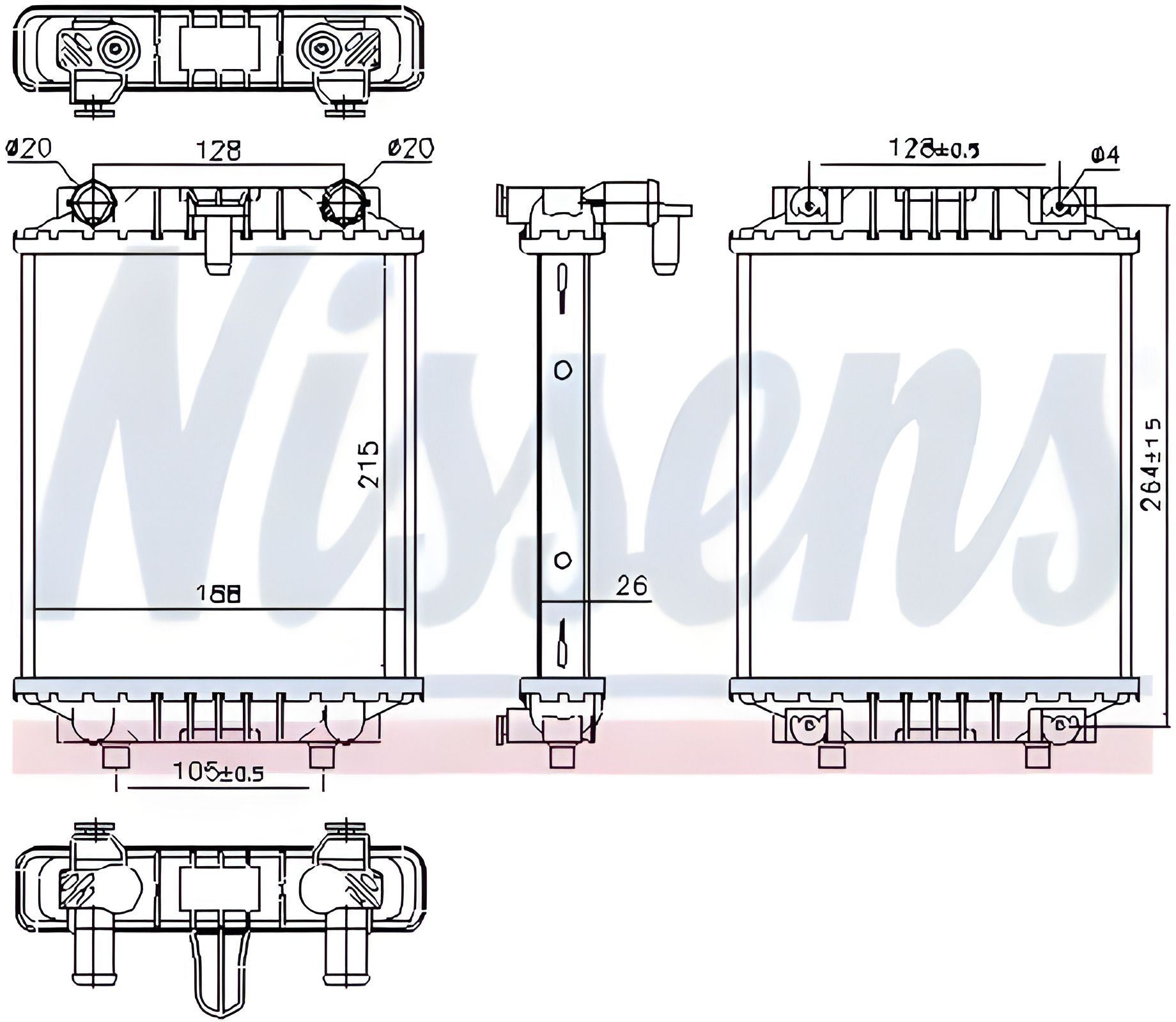 Охолодження двигуна радіатор SKODA SUPERB, SEAT LEON, NISSENS (60372) Охолодження двигуна радіатор SKODA SUPERB, SEAT LEON, NISSENS (60372)