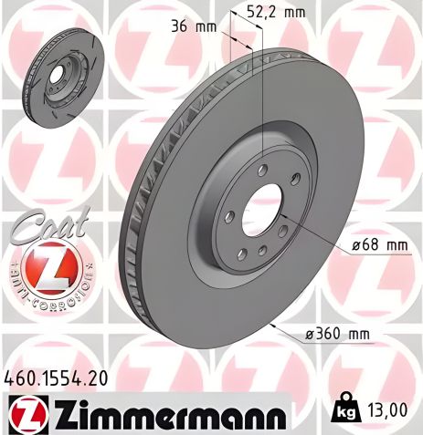 Диск тормозной PORSCHE MACAN, ZIMMERMANN (460155420) Диск тормозной PORSCHE MACAN, ZIMMERMANN (460155420)
