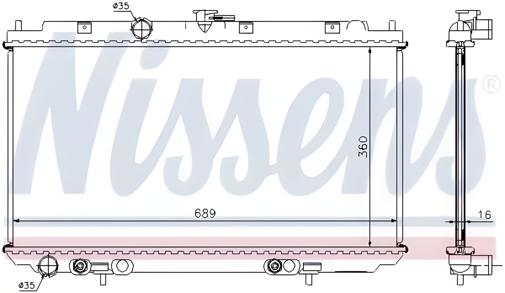 Радиатор двигателя для NISSAN PRIMERA, NISSENS (67347A) Радиатор двигателя для NISSAN PRIMERA, NISSENS (67347A)