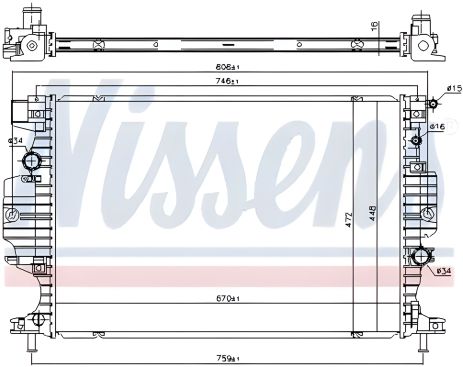 Радіатор охолодження двигуна для FORD GALAXY, NISSENS (620156) Радіатор охолодження двигуна для FORD GALAXY, NISSENS (620156)