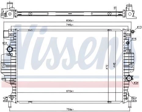 Радиатор охлаждения двигателя для FORD GALAXY, NISSENS (620156) Радиатор охлаждения двигателя для FORD GALAXY, NISSENS (620156)
