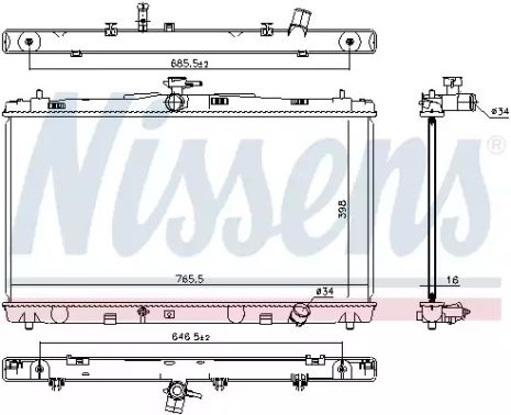 Радіатор охолодження двигуна TOYOTA CAMRY, NISSENS (646869)