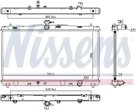 Радіатор охолодження двигуна TOYOTA CAMRY, NISSENS (646869) Радіатор охолодження двигуна TOYOTA CAMRY, NISSENS (646869)