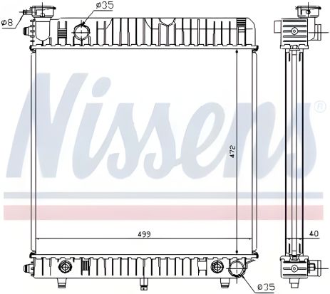 Радиатор охлаждения двигателя для MERCEDES-BENZ T1/TN, NISSENS (62632)