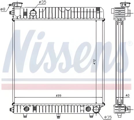 Радиатор охлаждения двигателя для MERCEDES-BENZ T1/TN, NISSENS (62632)