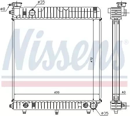 Радиатор охлаждения двигателя MERCEDES-BENZ T1/TN, NISSENS (62632)