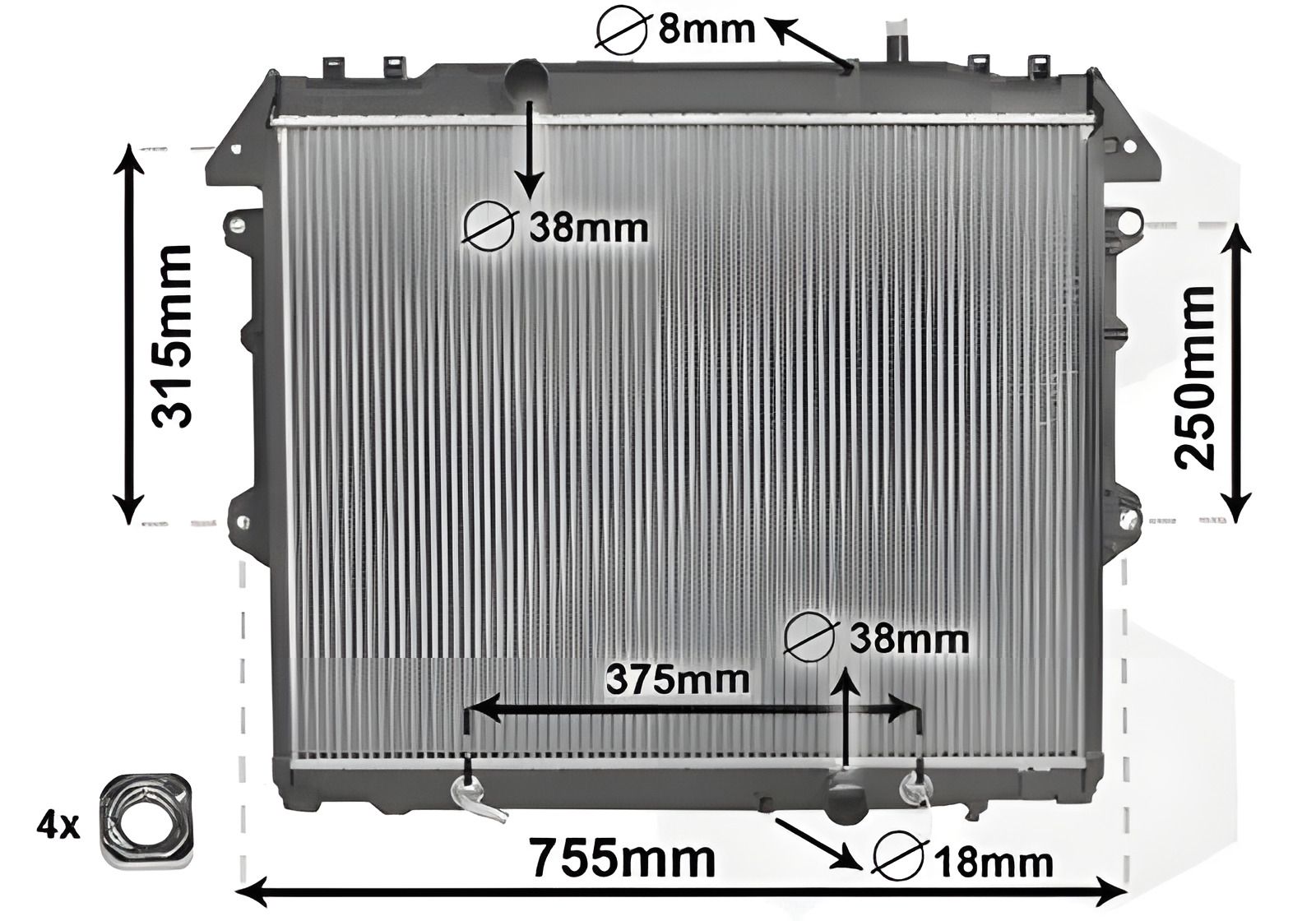 TOYOTA HILUX двигуна радіатор охолодження, Van Wezel (53002496) TOYOTA HILUX двигуна радіатор охолодження, Van Wezel (53002496)