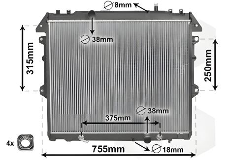Автомобильный радиатор TOYOTA HILUX, Van Wezel (53002496)