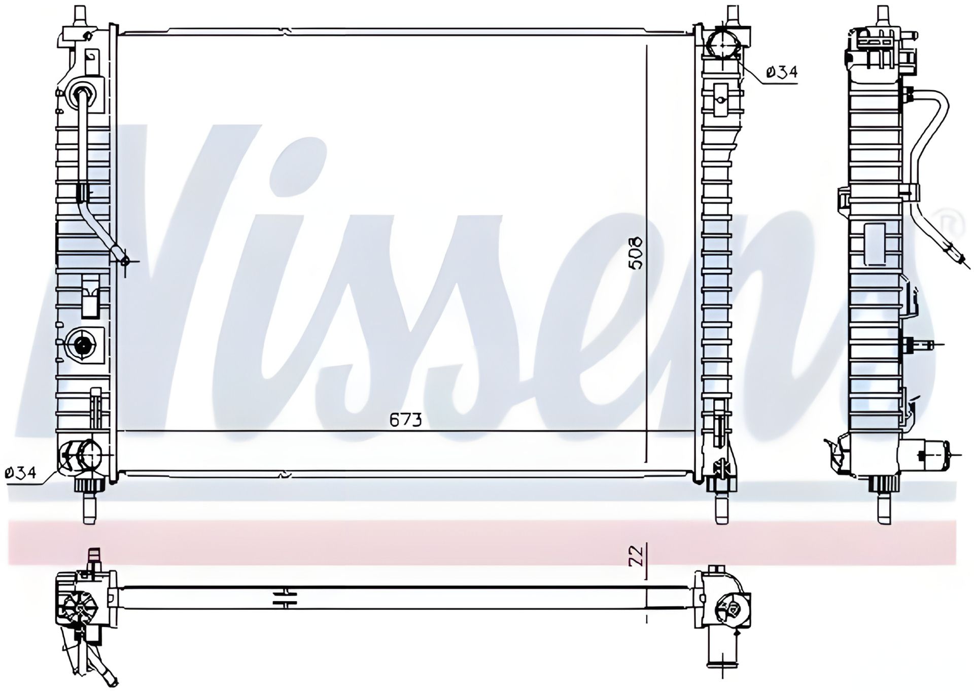 Двигунний радіатор CHEVROLET CAPTIVA, OPEL ANTARA, NISSENS (61688) Двигунний радіатор CHEVROLET CAPTIVA, OPEL ANTARA, NISSENS (61688)