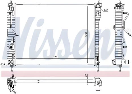Радиатор двигателя охлаждения CHEVROLET CAPTIVA, OPEL ANTARA, NISSENS (61688)