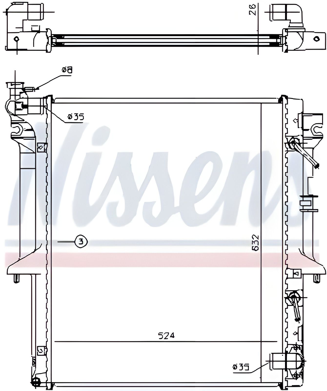 Двигательный радиатор MITSUBISHI L200/300, NISSENS (62896) Двигательный радиатор MITSUBISHI L200/300, NISSENS (62896)