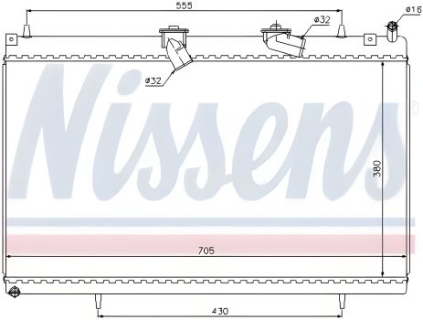 Радіатор охолодження двигуна CITROËN C5, PEUGEOT 407, NISSENS (63619)