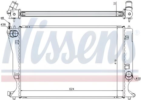 Радиатор охлаждения двигателя для TOYOTA AVENSIS, NISSENS, модель 64666A