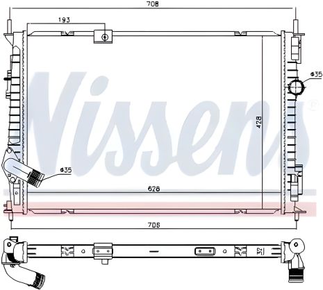 Охолоджуючий радіатор для двигуна NISSAN QASHQAI, NISSENS (68733)
